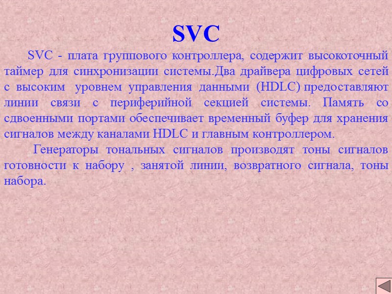 SVC SVC - плата группового контроллера, содержит SVC SVC - плата группового контроллера, содержит